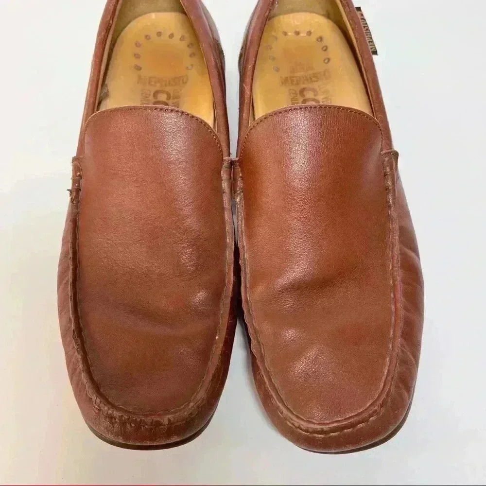 MEPHISTO  Leather Slip On Loafers Mens Sz 10 Brandy Moc. Toes Cool Air Comfort - Picture 6 of 14